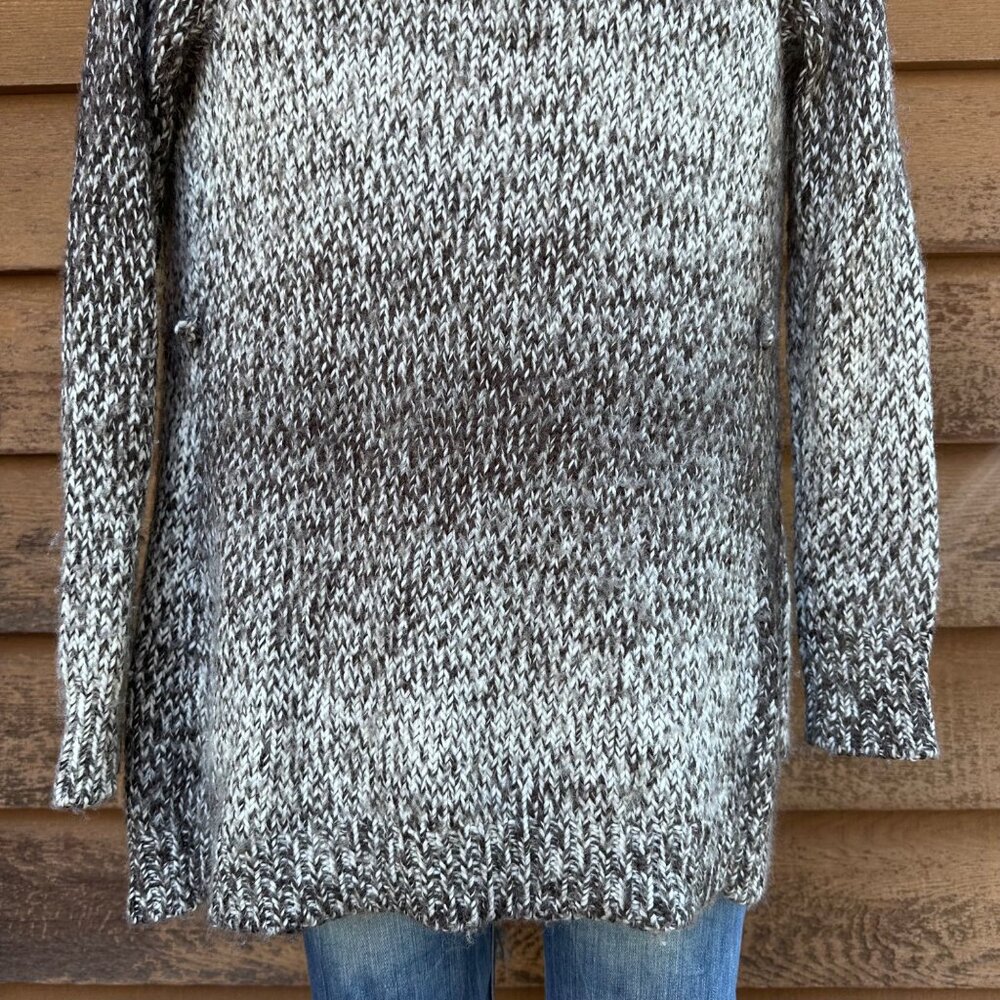 Cynthia Rowley Womens Open-Front Knit Cardigan Sweater S Brown/White Ombré Acryl - Picture 10 of 10